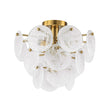 Load image into Gallery viewer, LightFixturesUSA - Brass Tiered Opal Swirl Glass Semi Flush Chandelier - Chandelier - Brass -