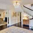 Load image into Gallery viewer, LightFixturesUSA - Brass Tiered Opal Swirl Glass Semi Flush Chandelier - Chandelier - Brass -