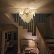 Load image into Gallery viewer, LightFixturesUSA - Brass Tiered Opal Swirl Glass Semi Flush Chandelier - Chandelier - Brass -