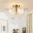 Load image into Gallery viewer, LightFixturesUSA - Brass Tiered Opal Swirl Glass Semi Flush Chandelier - Chandelier - Brass -
