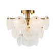 Load image into Gallery viewer, LightFixturesUSA - Brass Tiered Opal Swirl Glass Semi Flush Chandelier - Chandelier - Brass -