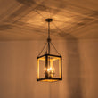 Load image into Gallery viewer, LightFixturesUSA - Candle Style Weathered Wooden Square Cage Pendant Light - Chandelier - Rustic -