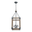 Load image into Gallery viewer, LightFixturesUSA - Candle Style Weathered Wooden Square Cage Pendant Light - Chandelier - Rustic -