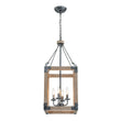 Load image into Gallery viewer, LightFixturesUSA - Candle Style Weathered Wooden Square Cage Pendant Light - Chandelier - Rustic -