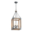 Load image into Gallery viewer, LightFixturesUSA - Candle Style Weathered Wooden Square Cage Pendant Light - Chandelier - Rustic -