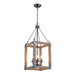Load image into Gallery viewer, LightFixturesUSA - Candle Style Weathered Wooden Square Cage Pendant Light - Chandelier - Rustic -