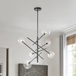 Load image into Gallery viewer, LightFixturesUSA - Celestial Glass Globe Sputnik Chandelier - Adjustable Linear Arm - Chandelier - Black -