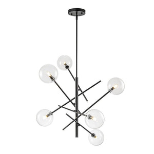 LightFixturesUSA - Celestial Glass Globe Sputnik Chandelier - Adjustable Linear Arm - Chandelier - Black -