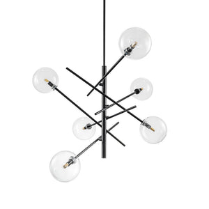 LightFixturesUSA - Celestial Glass Globe Sputnik Chandelier - Adjustable Linear Arm - Chandelier - Black -