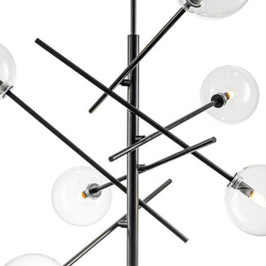 LightFixturesUSA - Celestial Glass Globe Sputnik Chandelier - Adjustable Linear Arm - Chandelier - Black -