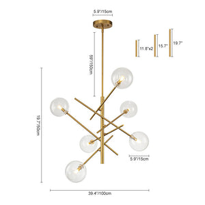 LightFixturesUSA - Celestial Glass Globe Sputnik Chandelier - Adjustable Linear Arm - Chandelier - Black -