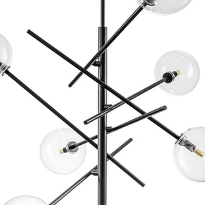 LightFixturesUSA - Celestial Glass Globe Sputnik Chandelier - Adjustable Linear Arm - Chandelier - Black -