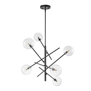 LightFixturesUSA - Celestial Glass Globe Sputnik Chandelier - Adjustable Linear Arm - Chandelier - Black -