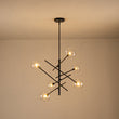 Load image into Gallery viewer, LightFixturesUSA - Celestial Glass Globe Sputnik Chandelier - Adjustable Linear Arm - Chandelier - Black -