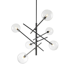 LightFixturesUSA - Celestial Glass Globe Sputnik Chandelier - Adjustable Linear Arm - Chandelier - Black -
