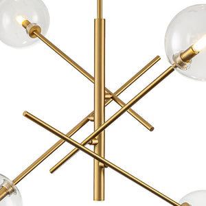 LightFixturesUSA - Celestial Glass Globe Sputnik Chandelier - Adjustable Linear Arm - Chandelier - Black/4 - Lt -