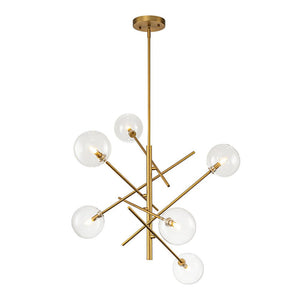 LightFixturesUSA - Celestial Glass Globe Sputnik Chandelier - Adjustable Linear Arm - Chandelier - Brass -