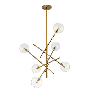 LightFixturesUSA - Celestial Glass Globe Sputnik Chandelier - Adjustable Linear Arm - Chandelier - Brass -