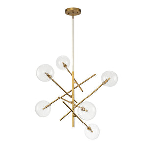 LightFixturesUSA - Celestial Glass Globe Sputnik Chandelier - Adjustable Linear Arm - Chandelier - Brass -