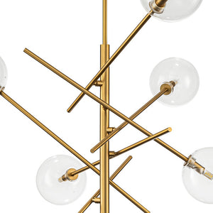 LightFixturesUSA - Celestial Glass Globe Sputnik Chandelier - Adjustable Linear Arm - Chandelier - Brass -