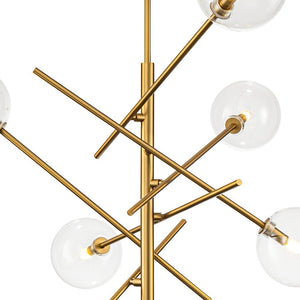 LightFixturesUSA - Celestial Glass Globe Sputnik Chandelier - Adjustable Linear Arm - Chandelier - Brass -