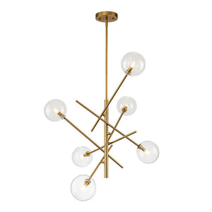 LightFixturesUSA - Celestial Glass Globe Sputnik Chandelier - Adjustable Linear Arm - Chandelier - Brass -