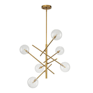 LightFixturesUSA - Celestial Glass Globe Sputnik Chandelier - Adjustable Linear Arm - Chandelier - Brass -