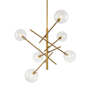 LightFixturesUSA - Celestial Glass Globe Sputnik Chandelier - Adjustable Linear Arm - Chandelier - Brass -
