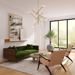 LightFixturesUSA - Celestial Glass Globe Sputnik Chandelier - Adjustable Linear Arm - Chandelier - Brass -