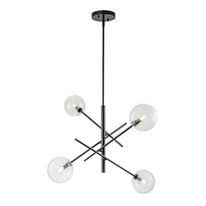 LightFixturesUSA - Celestial Glass Globe Sputnik Chandelier - Adjustable Linear Arm - Chandelier - Brass/4 - Lt -