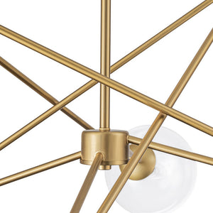 LightFixturesUSA - Celestial Glass Globe Staggered Linear Sputnik Chandelier - Chandelier - Brass -