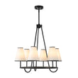 Load image into Gallery viewer, LightFixturesUSA - Classic 6 - Light Fabric Conical Shade Wheel Chandelier - Chandelier - Black -