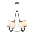 Load image into Gallery viewer, LightFixturesUSA - Classic 6 - Light Fabric Conical Shade Wheel Chandelier - Chandelier - Black -