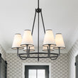 Load image into Gallery viewer, LightFixturesUSA - Classic 6 - Light Fabric Conical Shade Wheel Chandelier - Chandelier - Black -