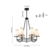 Load image into Gallery viewer, LightFixturesUSA - Classic 6 - Light Fabric Conical Shade Wheel Chandelier - Chandelier - Black -