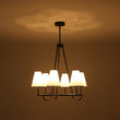 Load image into Gallery viewer, LightFixturesUSA - Classic 6 - Light Fabric Conical Shade Wheel Chandelier - Chandelier - Black -