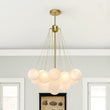 Load image into Gallery viewer, LightFixturesUSA-Cluster Frosted Glass Bubble Chandelier-Chandelier-19 Globes-Brass