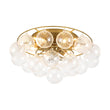 Load image into Gallery viewer, LightFixturesUSA - Cluster Ribbed Glass Bubble Round Tiered Semi Flush Chandelier - Ceiling Light - Brass -