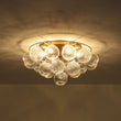 Load image into Gallery viewer, LightFixturesUSA - Cluster Ribbed Glass Bubble Round Tiered Semi Flush Chandelier - Ceiling Light - Brass -