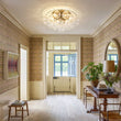 Load image into Gallery viewer, LightFixturesUSA - Cluster Ribbed Glass Bubble Round Tiered Semi Flush Chandelier - Ceiling Light - Brass -