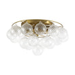 Load image into Gallery viewer, LightFixturesUSA - Cluster Ribbed Glass Bubble Round Tiered Semi Flush Chandelier - Ceiling Light - Brass -