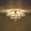 Load image into Gallery viewer, LightFixturesUSA - Cluster Ribbed Glass Bubble Round Tiered Semi Flush Chandelier - Ceiling Light - Brass -