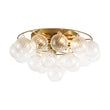 Load image into Gallery viewer, LightFixturesUSA - Cluster Ribbed Glass Bubble Round Tiered Semi Flush Chandelier - Ceiling Light - Brass -