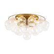 Load image into Gallery viewer, LightFixturesUSA - Cluster Ribbed Glass Bubble Round Tiered Semi Flush Chandelier - Ceiling Light - Brass -