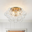 Load image into Gallery viewer, LightFixturesUSA - Cluster Sculpture Glass Bubble Round Semi Flush Chandelier - Chandelier - Brass -