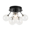 Load image into Gallery viewer, LightFixturesUSA - Cluster Seeded Glass Globe Bubble Round Semi Flush Mount - Ceiling Light - Black -
