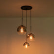 Load image into Gallery viewer, LightFixturesUSA - Contemporary Polished Gradual Glass Globe 3 - Light Pendant - Chandelier - Smoked Glass -