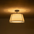 Load image into Gallery viewer, LightFixturesUSA - Contemporary Wide Linen Drum Brass Semi Flush Mount - Ceiling Light - 4 - Lt - Black