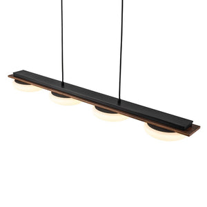 LightFixturesUSA - Dimmable LED Walnut Wood Grain Linear Island Chandelier - Chandelier - 42.9 in. -