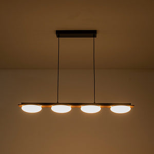 LightFixturesUSA - Dimmable LED Walnut Wood Grain Linear Island Chandelier - Chandelier - 42.9 in. -